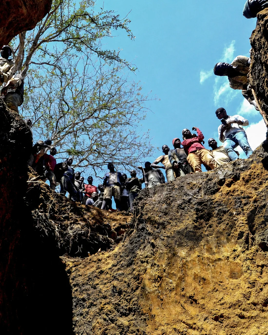 Miners working an open cut at the Montepuez ruby deposits